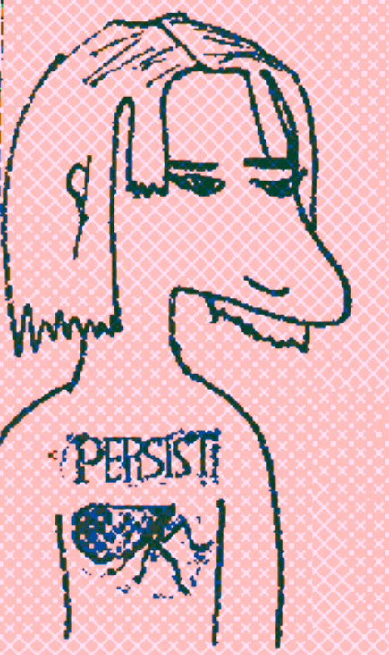 Sam Allium as a cartoon anteater or aardvark or something